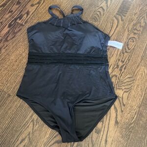 Holipick Swimsuit Swim One-Piece Women Xl Solid Black